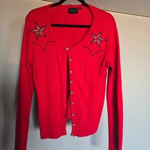 Women's Living Dead Souls Red Cardigan Retro Pin-Up Style Y2K